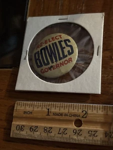 VTG 1950 Campaign Button CT Governor Chester Bowles JFK LBJ Ambassador to India - Picture 1 of 3