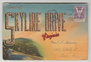 Virginia, Skyline Drive, Linen Souvenir Folder/Multi Views - Picture 1 of 1