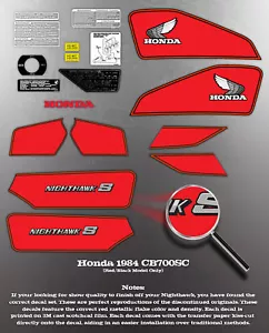 HONDA 1984 CB700SC CB700 TANK SIDE COVER DECAL SET - Picture 1 of 1