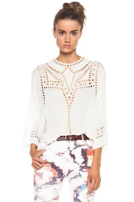 Blusa bordada recortada ISABEL MARANT Etoile "Ethan" talla 34 Georgette Top $455 Foto 1 de 4