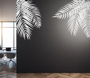 Palm Tree Leaves Corner Wall Decal Set, Tropical Vinyl Wall Art Tree Decal se278 - Picture 1 of 11