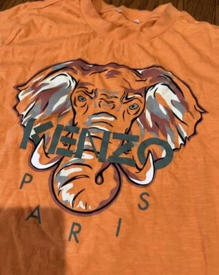 Kenzo Kids Orange Elephant Graphic Short Sleeve Shirt Size 12 - Image 1 of 4