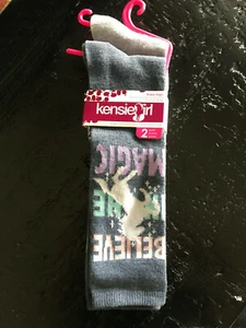 Kensie Girl knee High socks size 7-10 unicorn Believer Believe In The Magic 2 pr - Picture 1 of 3