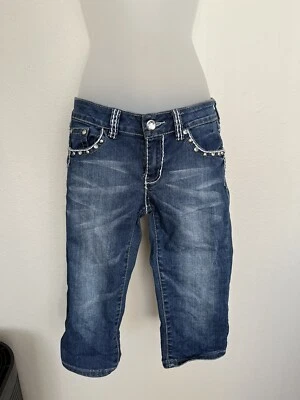 Pantalones Cortos de Jean Miss Chic Para Mujer Talla 5 Azul Hasta la Rodilla Adornados Bolsillos con Solapa Foto 1 de 4