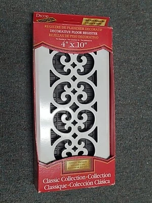 Decor Grates FS410-WH Floor Register, 4-In by 10-In, White. In Original Box wsh5 - Image 1 of 2