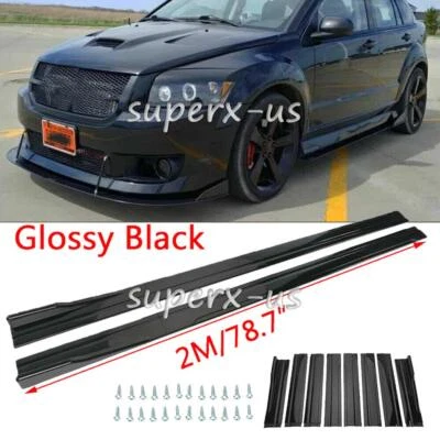 For Dodge Caliber 2017-2012 78.7" Gloss Side Skirt Splitter Extension Rocker Foto 1 de 4