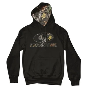 Mossy Oak Camo Black Hoodie, Men's Camouflage Logo Hooded Sweatshirt - Picture 1 of 1