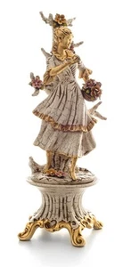 DONNA SU BASE MORO FER AVORIO ORO CERAMICA ARREDO CASA SALOTTO - Imagen 1 de 1