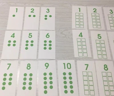 Aprender 1-10 tarjetas de número y conteo - Enseñanza preescolar Montessori  Foto 1 de 4