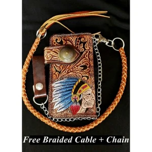 Men's Wallet Craft Savage Biker Trucker Cowboy Motorcycle Long Leather Pocket  - Picture 1 of 6