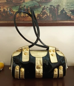 Women PU Leather Glossy Bag Zipper /Cylinder Design/ Style of Versace - Picture 1 of 22