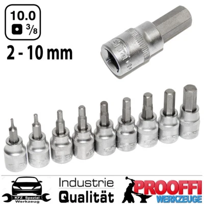 9-tlg Innensechskant Stecknuss 3/8" Steckschlüssel 2 - 10 mm Für Inbus Schraube - Bild 1 von 4