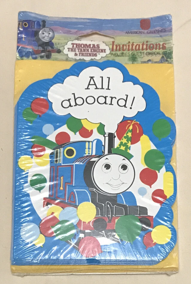 Thomas the Train Tank Engine 8 Birthday Party Invitations Envelopes All Aboard! - Image 1 of 2