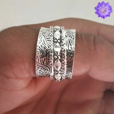 Tow Ton Spinner Ring 925 Sterling Silver Ring Handmade Jewelry Ring For Gift - Image 1 of 3