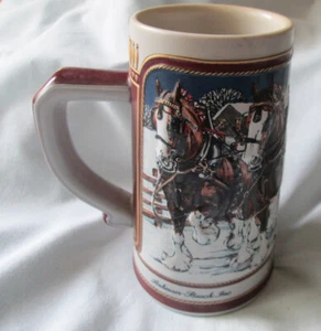 1989 Budweiser Clydesdale Holiday Bier Stein Sammeltrug (ap) - Bild 1 von 5