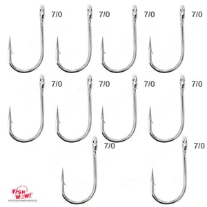 10 piezas 7/0 peces ¡WOW! Gancho de siwash a ojos abiertos de pesca 6X fuerte nicho de acero de alto carbono - Imagen 1 de 4