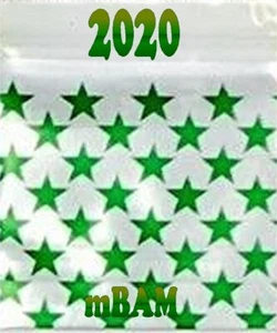 100 PACK GREEN STARS 2020 Apple Zip Baggies 2.0X2.0" Mini POLYBAGS - Picture 1 of 12