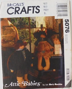 McCalls 5076 Attic Babies 18" Dolls and Clothes Marty Maschino Sewing Pattern - Picture 1 of 1