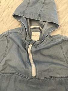 Cat & Jack Girls 6 - 7 Light Pull Over Hooded Jacket Lt Blue Chambray New - Picture 1 of 9