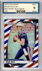2024 Prizm Drake Maye RC #329 Red / White / Blue Prizm Graded FCGS 9 MINT - Bild 1 von 2