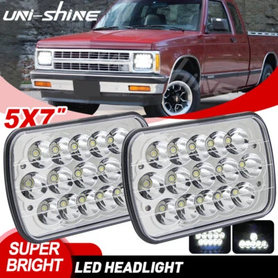 Pair For 82-93 Chevy S10 Blazer GMC S15 7X6'' Chrome LED Headlight Hi/Lo Beam - Image 1 of 4