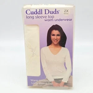 Vtg Cuddl Duds Long Sleeve Top Shirt Womens 2X Warm Underwear White Long Johns - Picture 1 of 10