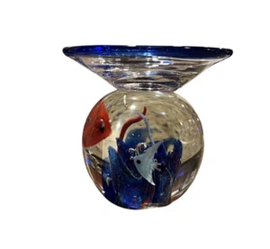 Art Glass Paperweight And Trinket/candle Holder Aquarium - Picture 1 of 6