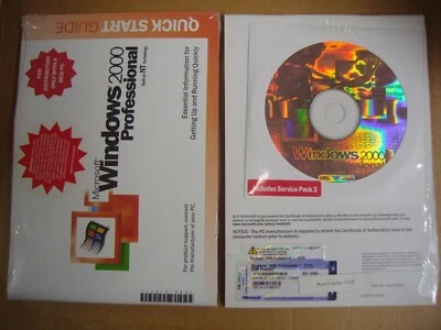MICROSOFT WINDOWS 2000 PROFESSIONAL FULL OPERATING SYSTEM w/SP3 MS WIN PRO=NEW= - Image 1 of 4