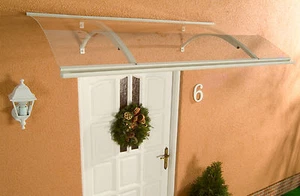 Alu Haustürvordach Swing | Weiß | 1600 x 870 mm mit 4 mm Acrylglas Eindeckung - Bild 1 von 3