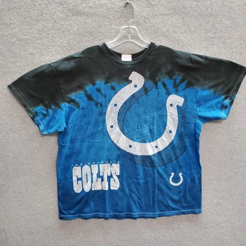 Indianapolis Colts Men T-Shirt 2XL Blue Tie Dye Team Logo Crew Neck Pullover NFL Cover