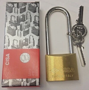 Cisa 22011-41 Long Shackle PadLock 5 Pin Brass Lock Made in Italy - Picture 1 of 2