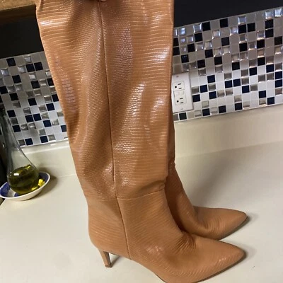 Botas de moda Sam Edelman Uma de cuero cobre punta tacón medio hasta la rodilla 7 Foto 1 de 4