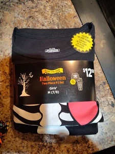 Halloween Girl's Two Piece Pajama Set - Glow in the Dark Skeleton - M (7-8) - Picture 1 of 5