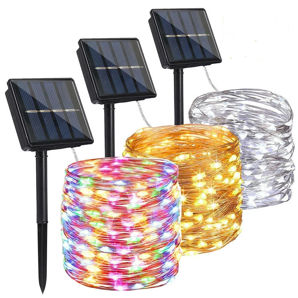 100/200 LED Solar Fairy String Light Copper Wire Outdoor Waterproof Garden Decor - Image 1 of 4