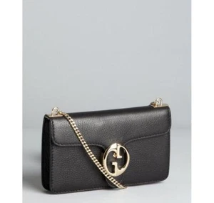 Bolso de hombro con solapa de cuero negro GUCCI al por menor $1,600 NUEVO - Imagen 1 de 1