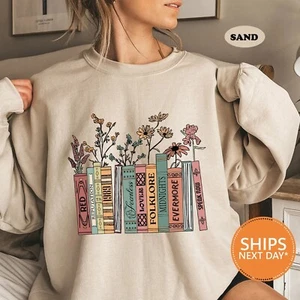 Albums As Books Sweatshirt | Trendy Aesthetic For Book Lovers Crewneck | Folk Mu - Picture 1 of 5