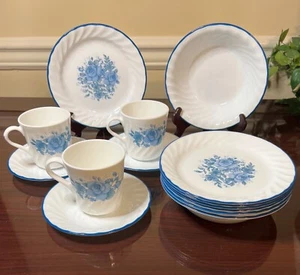15 Piece Set Corelle BLUE VELVET Plates Bowls Cups Saucers - Picture 1 of 5