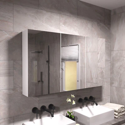 NES HOME McCann 900mm Mirror 3 Door Shaving Cabinet White