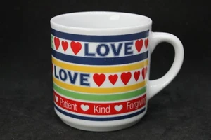 Vintage 1984 Love Forgiving Patient Kind Rainbow Coffee Mug Cup by Gibson   T4 - Picture 1 of 4