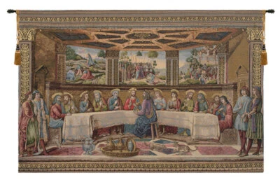 Last Supper Rosselli Italian Tapestry Wall Hanging Religious Art 35"x53 - Image 1 of 4