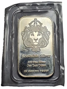 999 SILVER SCOTTSDALE LION-1 TROY OZ-SEALED-FREE SHIP-ART MEDAL - Picture 1 of 2