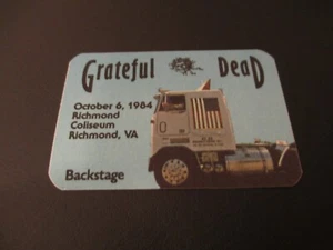 GRATEFUL DEAD BACKSTAGE PASS RICHMOND COLISEUM VIRGINIA TRUCK 10.6.1984 - Bild 1 von 3