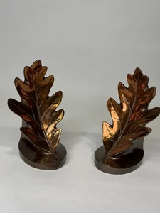 Vintage PMC Philadelphia Mfg Co. Eichenblatt Buchstützen Kupfer Bronze - Bild 1 von 7