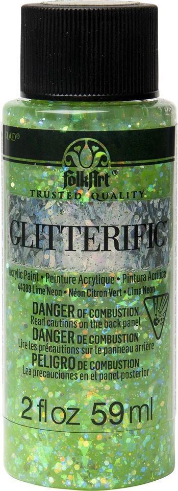 FolkArt Glitterific Neon Glitter Paint 2oz-Neon Lime - Image 1 of 1