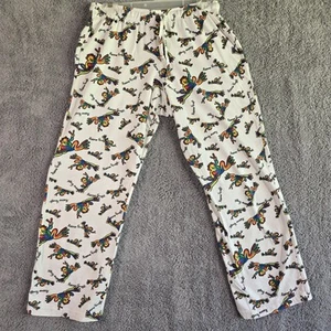 Peace Frog Pajama Pants Women's Small White Tye Dyed Frogs - Picture 1 of 7
