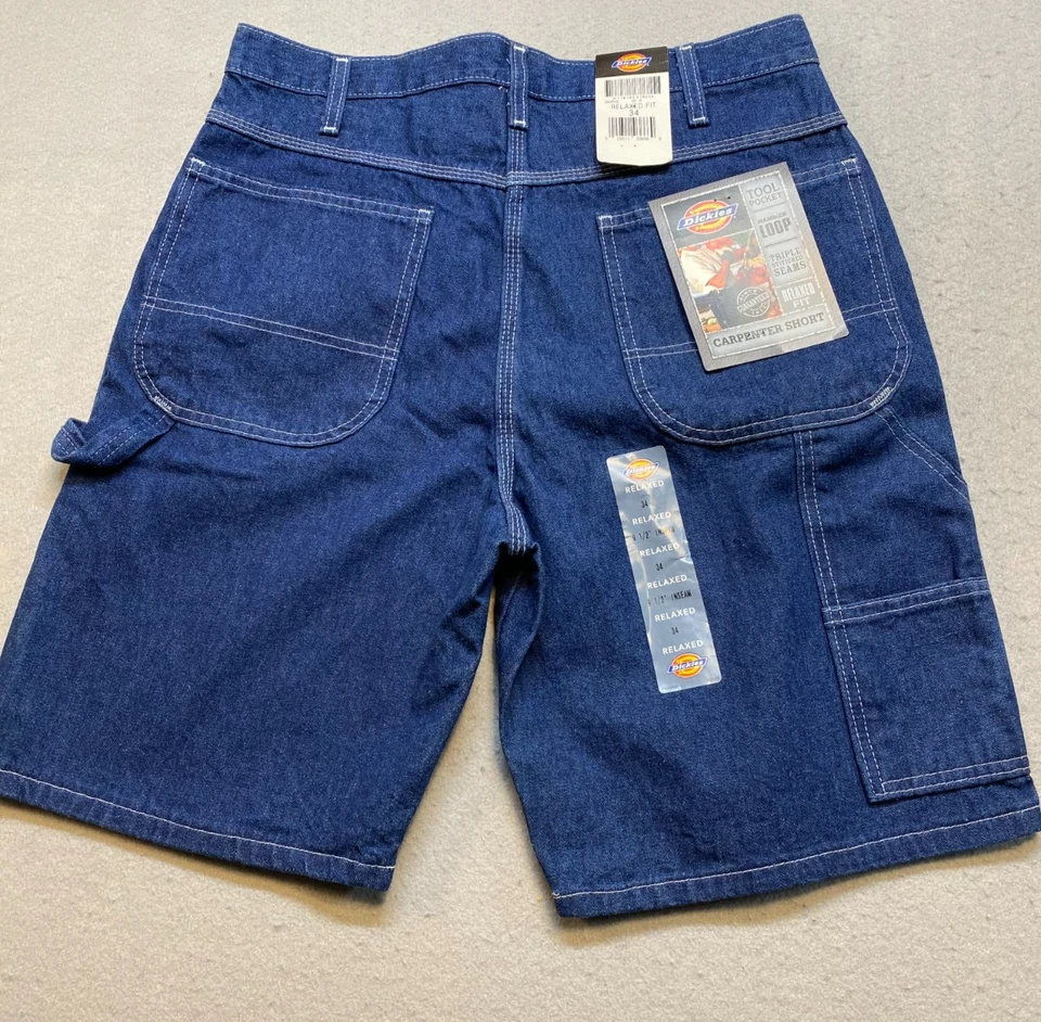 Dickies Men’s Relaxed Fit Carpenter Work Shorts Size 34 Black Denim Utility NWT - Image 1 of 4