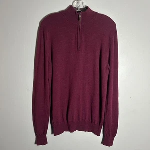 UNTUCKit Mens Medium Burgundy Merino Wool 1/4 Zip Pullover Sweater - Picture 1 of 6