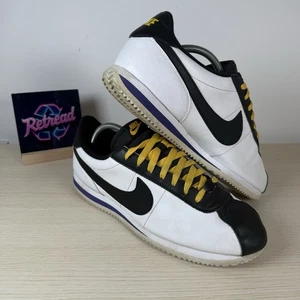 Nike Cortez Leather LA Lakers White Black Amarillo BV2527-100 Mens SZ UK 11 Rare - Picture 1 of 13