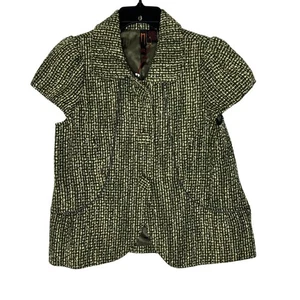 Giacca donna Nelli USA verde manica corta taglia S misto lana cappotto cropped NUOVO - Foto 1 di 9