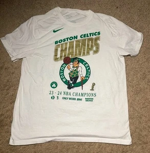 Nike Boston Celtics 23-24 NBA Champions Leprechaun Roster White T-Shirt Mens XL - Picture 1 of 4